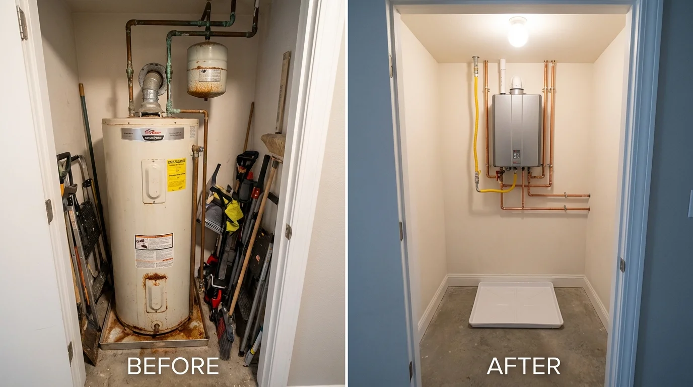 Tank water heater versus wall-mounted tankless unit comparison for Jonesville, VA homeowners